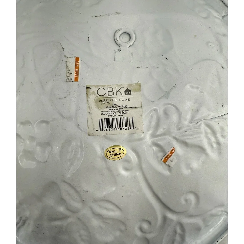 CBK Inspired Home Sage Green Enamel Embossed‎ Bird Wall Plates 11